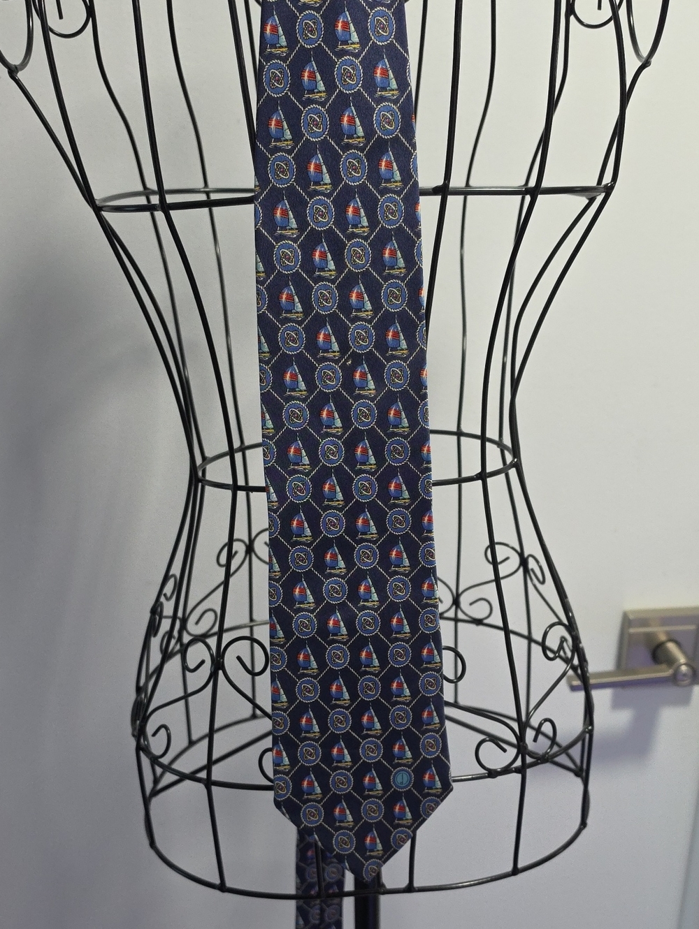 Dunhill Navy Blue Novelty Sailboat Silk Tie